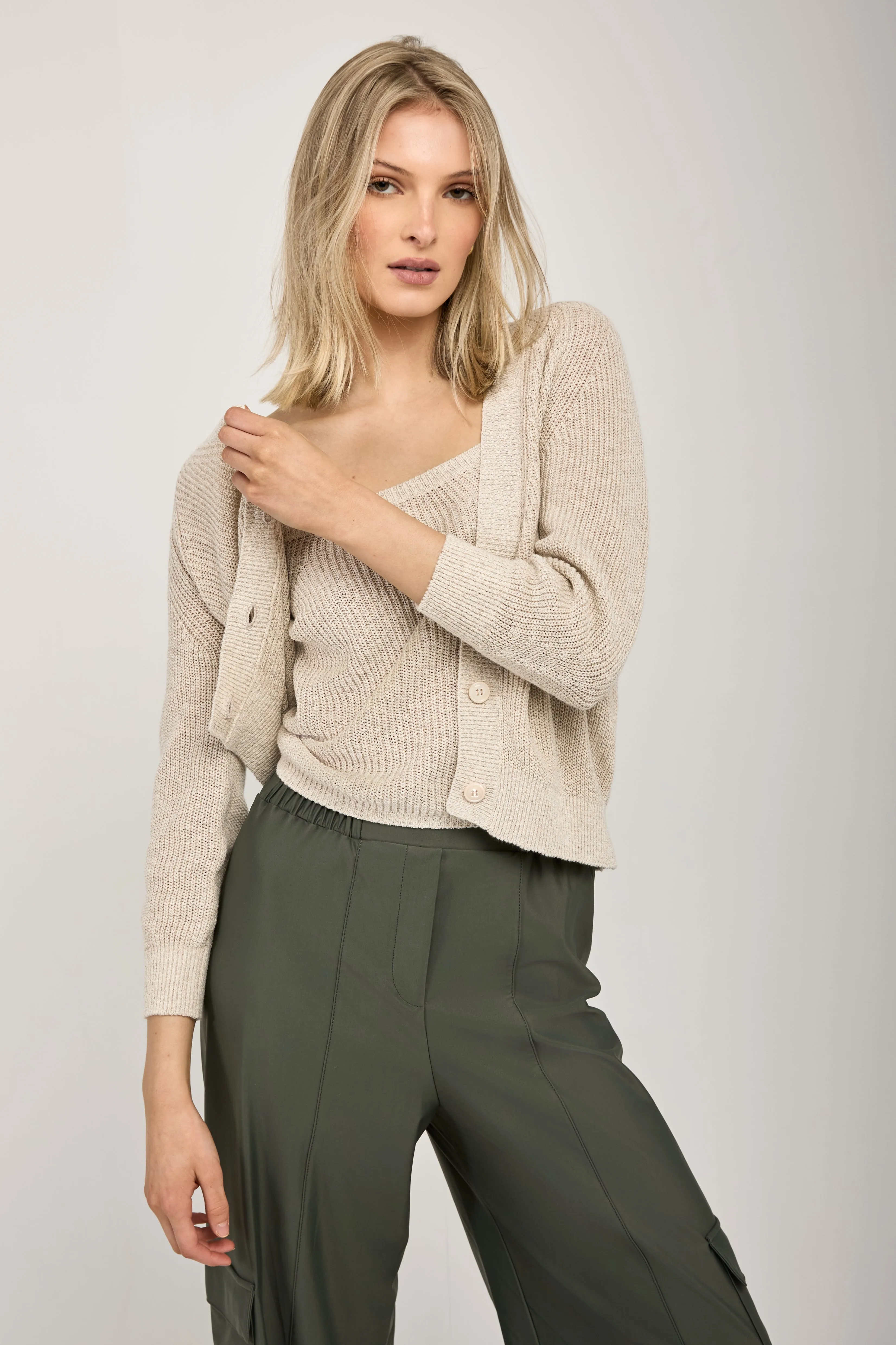 Tenore Knit Cardigan Twinset in Ecru