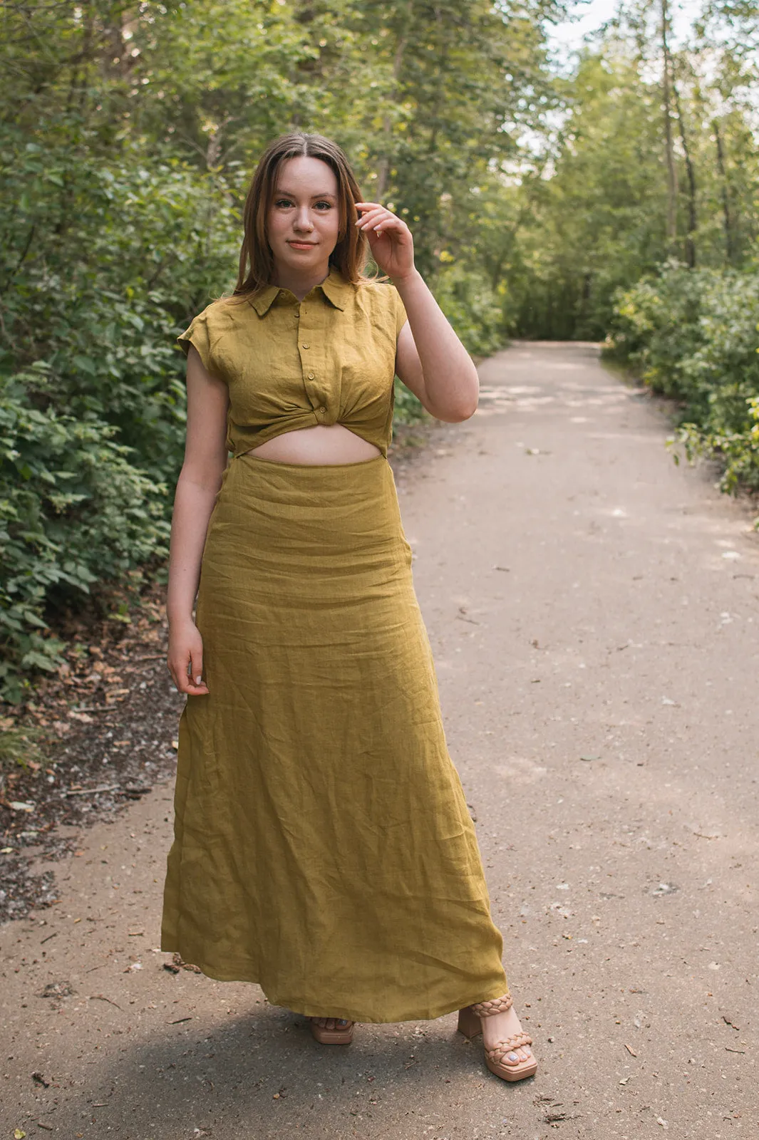 The All You Need Linen Maxi Dress - Olive