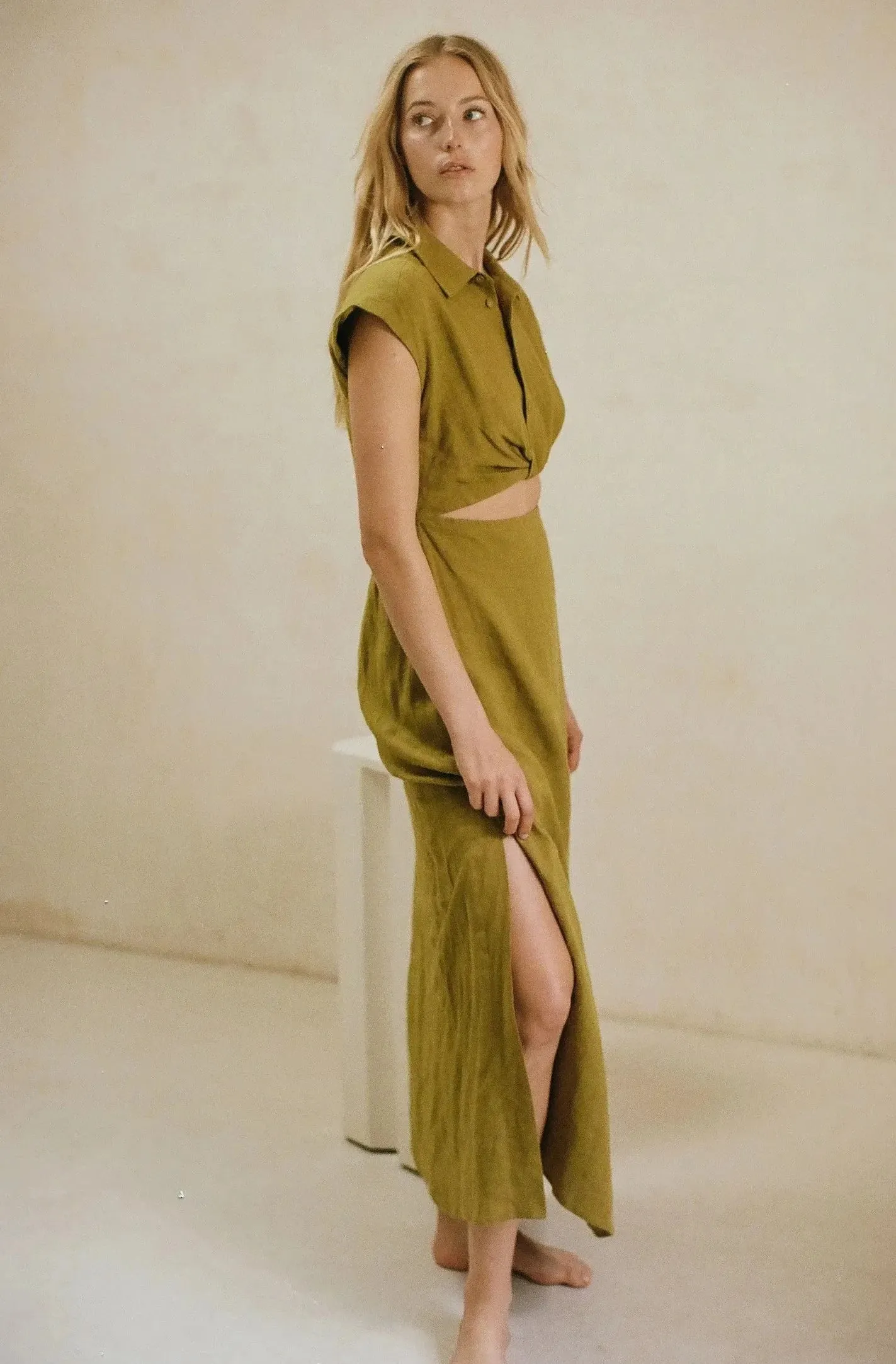 The All You Need Linen Maxi Dress - Olive