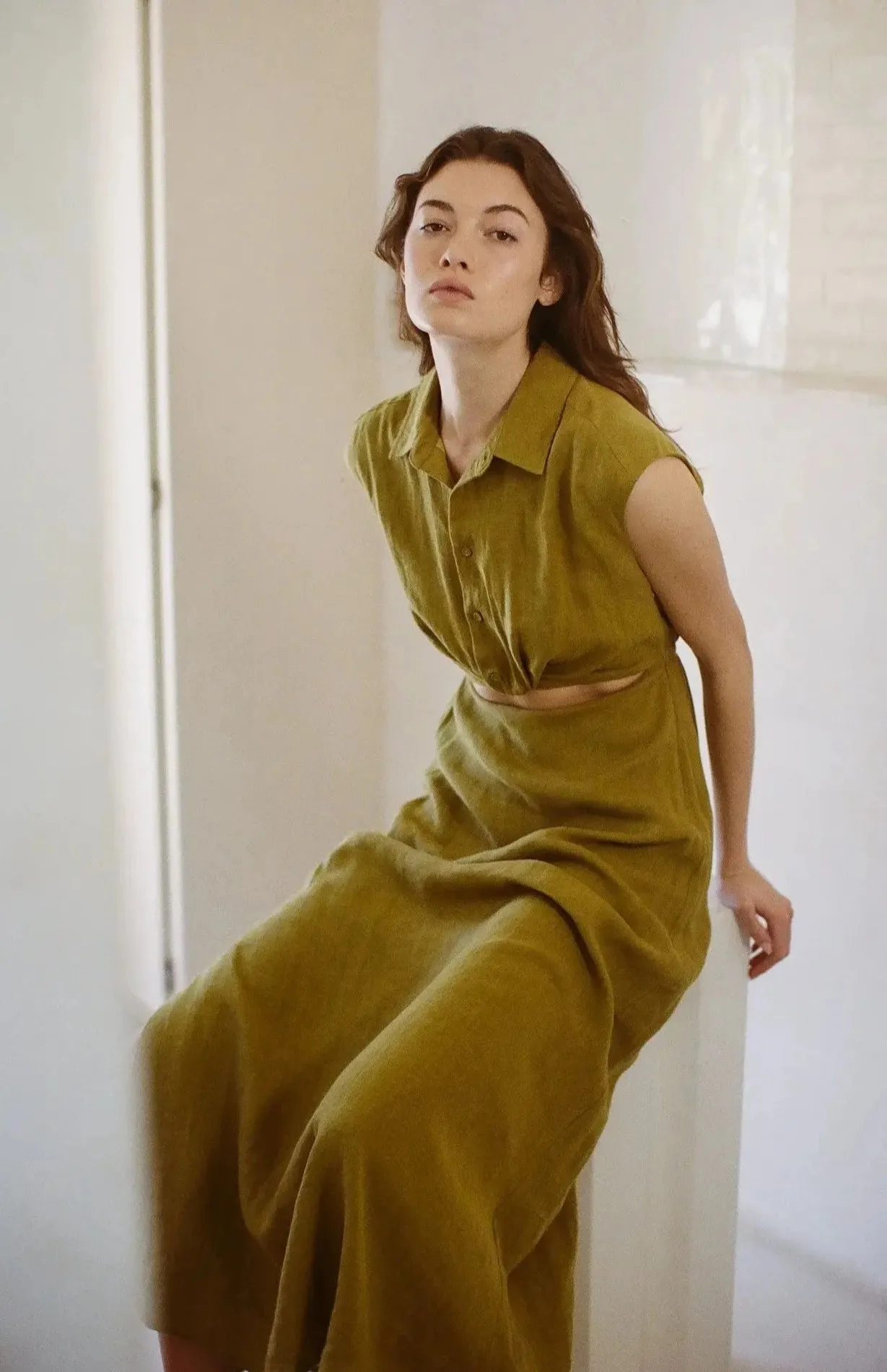 The All You Need Linen Maxi Dress - Olive