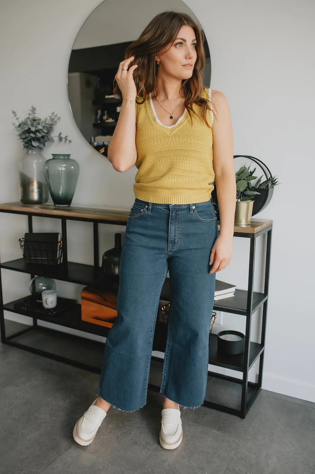 The Greta Mid-Rise Wide Leg Crop Denim - San Vicente