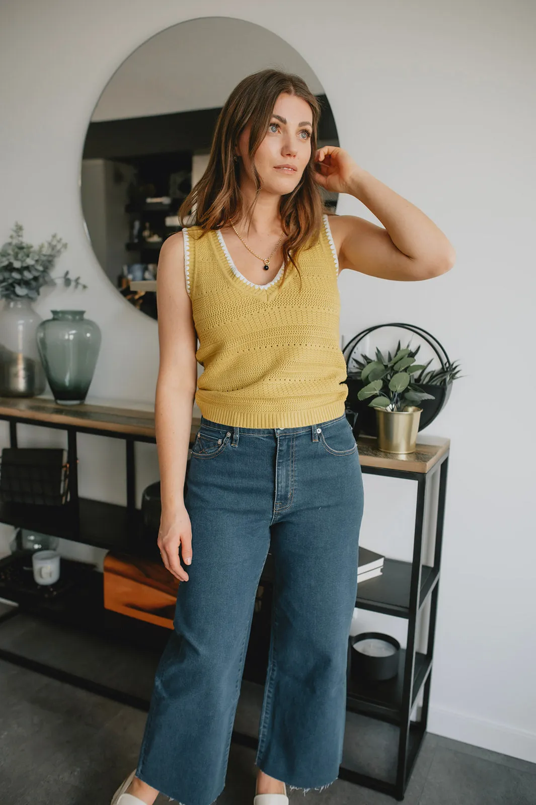 The Greta Mid-Rise Wide Leg Crop Denim - San Vicente