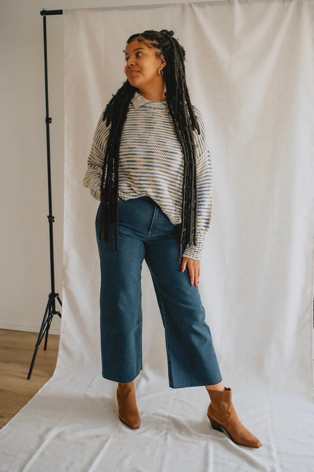 The Greta Mid-Rise Wide Leg Crop Denim - San Vicente