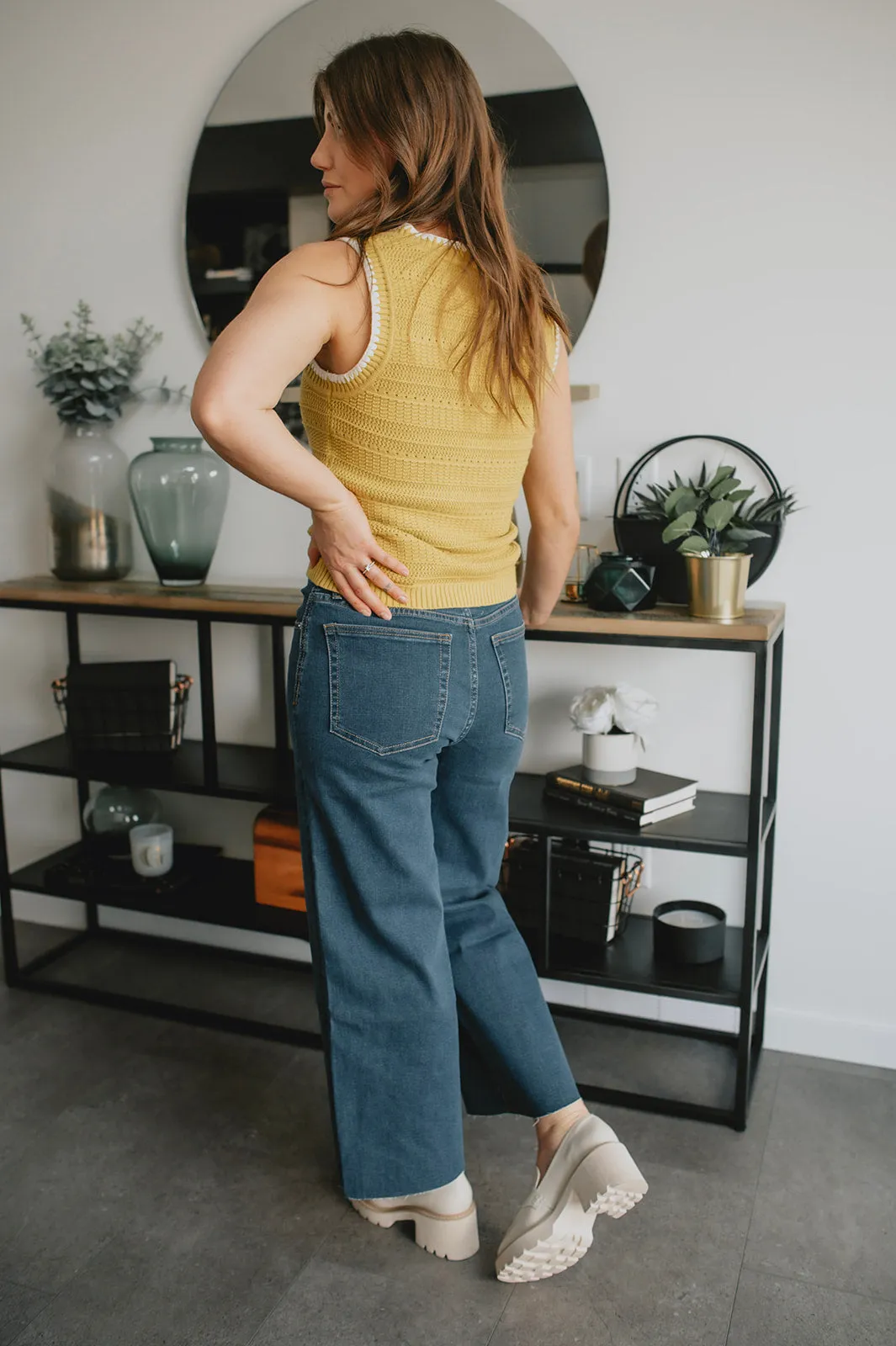 The Greta Mid-Rise Wide Leg Crop Denim - San Vicente