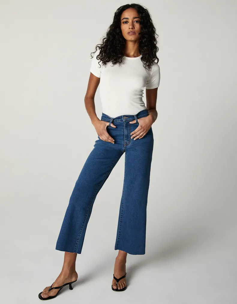 The Greta Mid-Rise Wide Leg Crop Denim - San Vicente