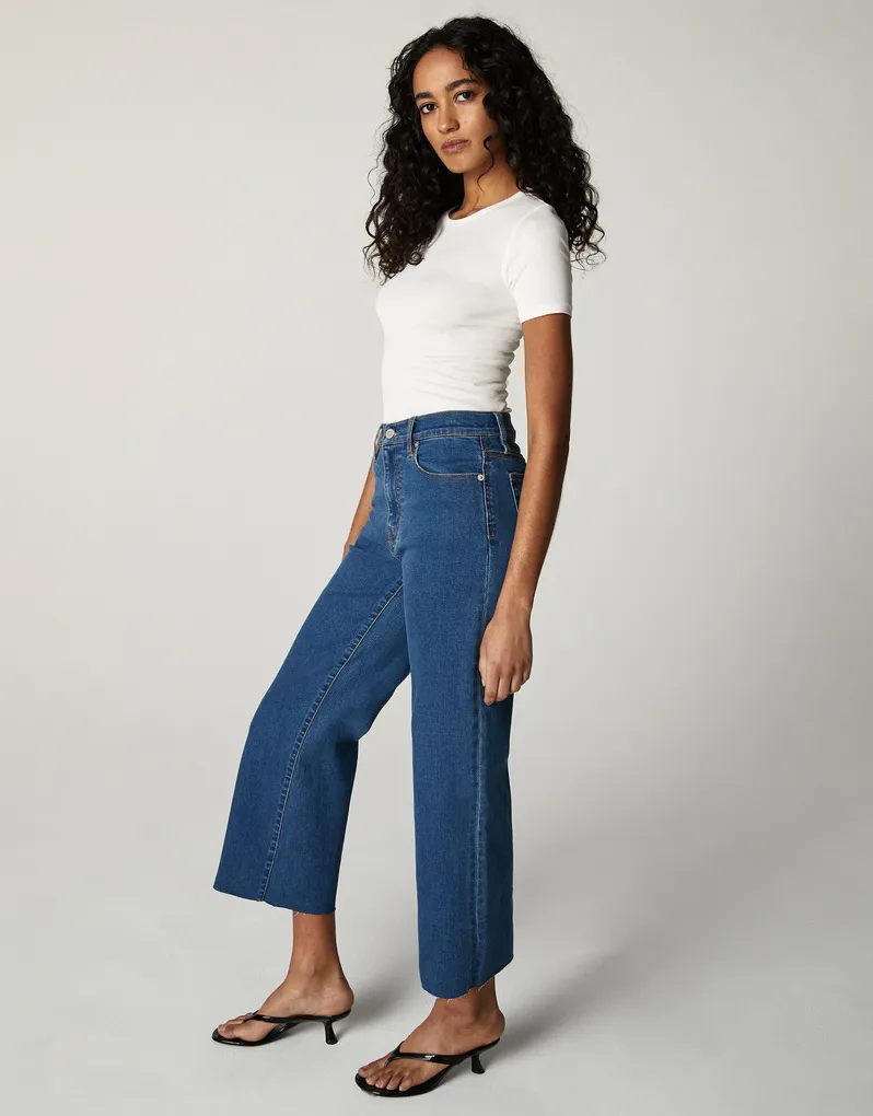 The Greta Mid-Rise Wide Leg Crop Denim - San Vicente