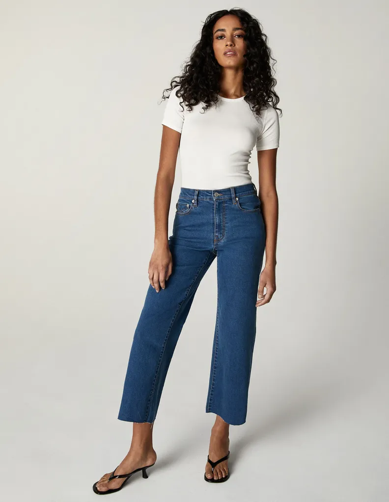 The Greta Mid-Rise Wide Leg Crop Denim - San Vicente