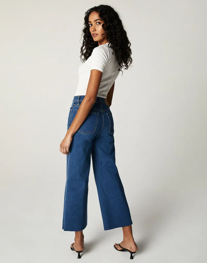 The Greta Mid-Rise Wide Leg Crop Denim - San Vicente