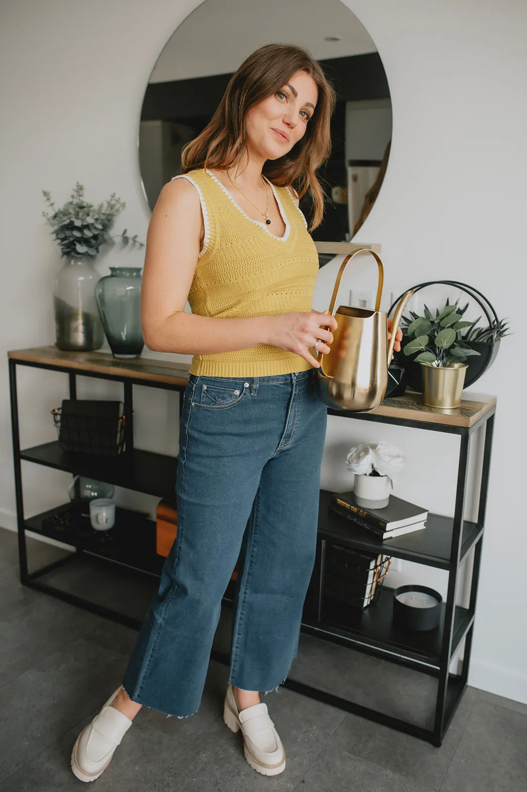 The Greta Mid-Rise Wide Leg Crop Denim - San Vicente