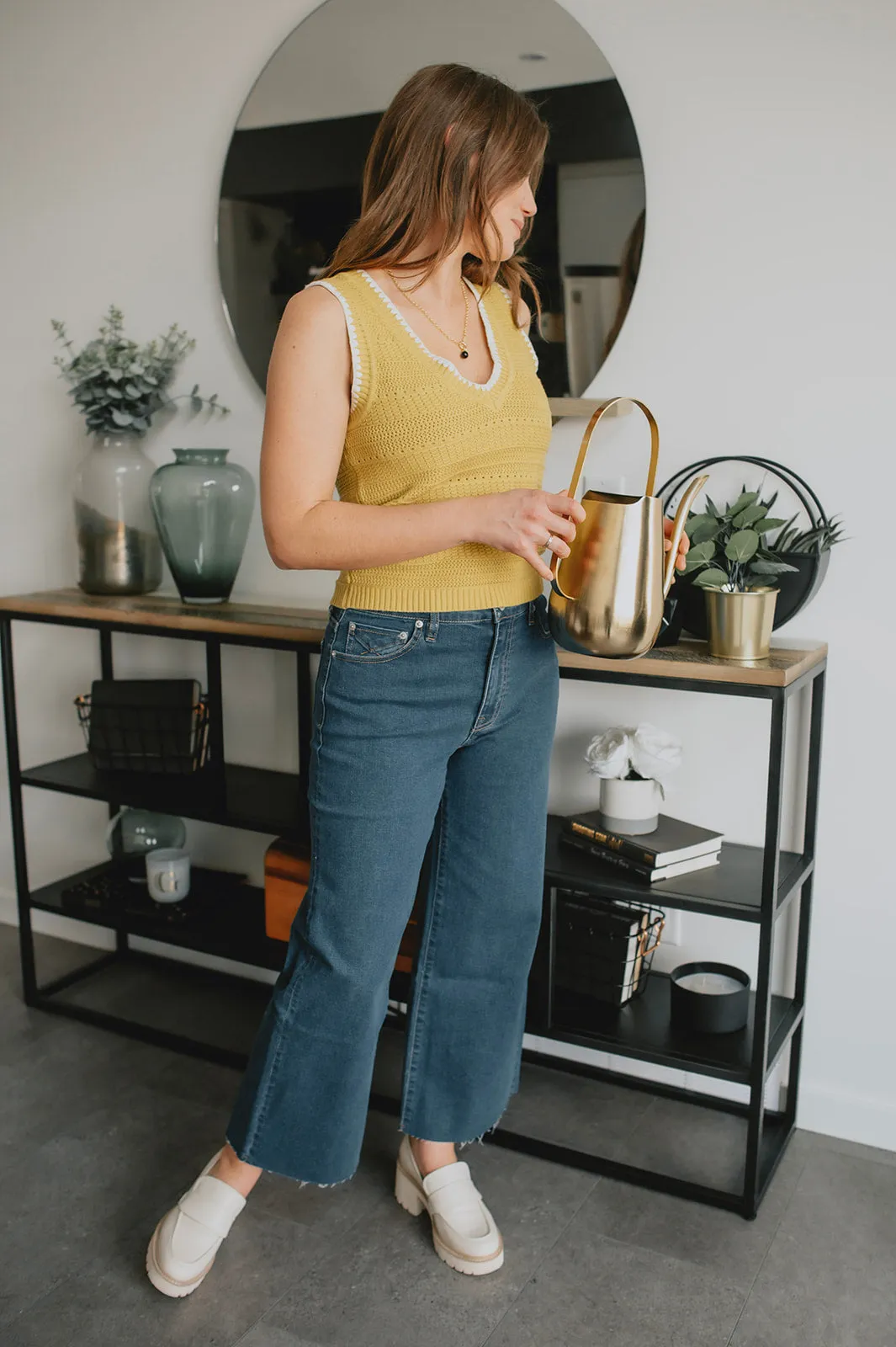 The Greta Mid-Rise Wide Leg Crop Denim - San Vicente