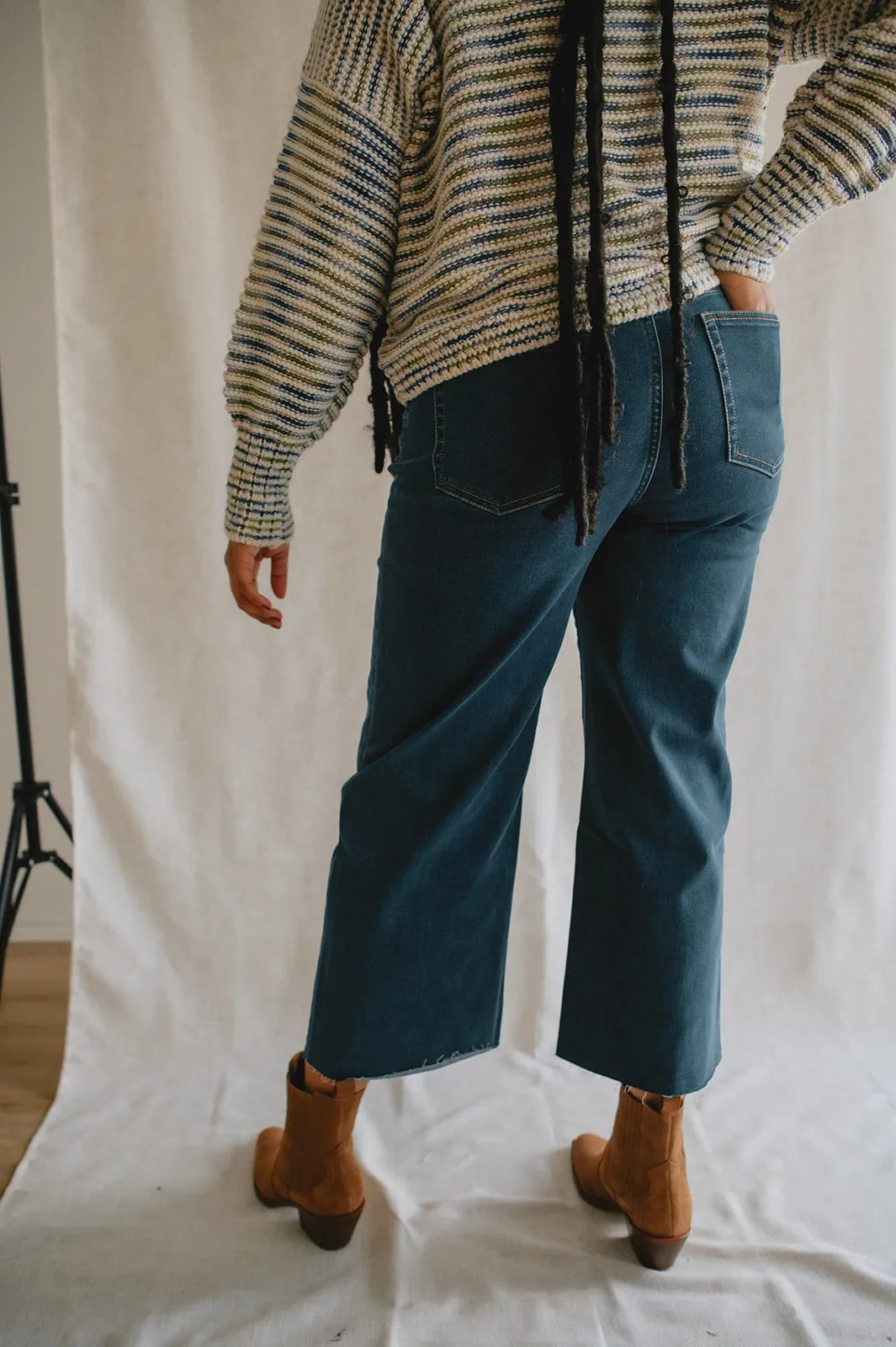 The Greta Mid-Rise Wide Leg Crop Denim - San Vicente