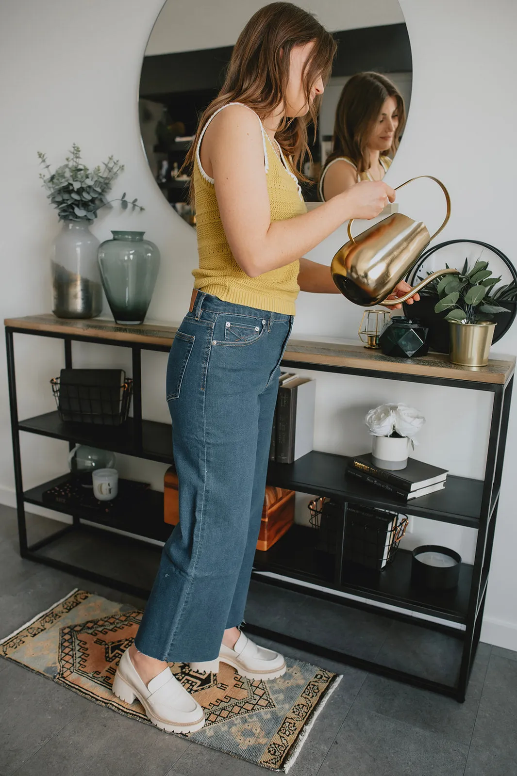 The Greta Mid-Rise Wide Leg Crop Denim - San Vicente