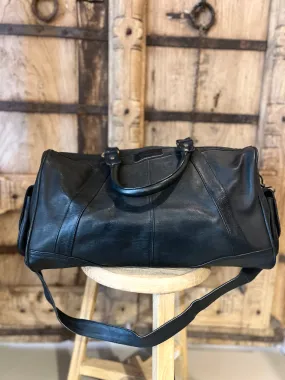 THOMAS DUFFLE BAG, BLACK LEATHER