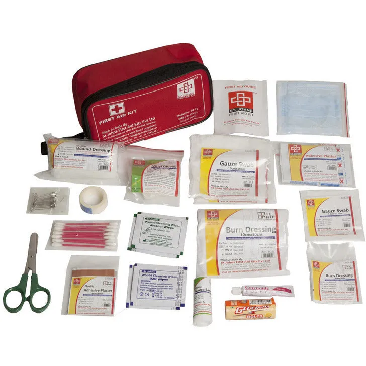 Travel First Aid Kit Medium - Nylon Pouch -63 Components - SJF T3 - St Johns First Aid Kit