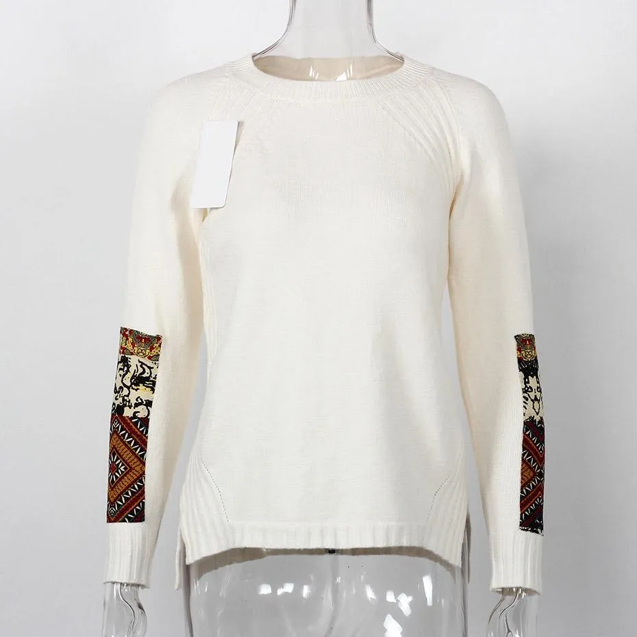 Tribal Mandala Printed Knitted Long Sleeve Sweater