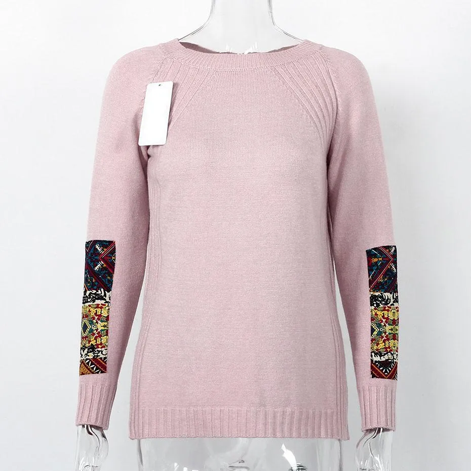 Tribal Mandala Printed Knitted Long Sleeve Sweater