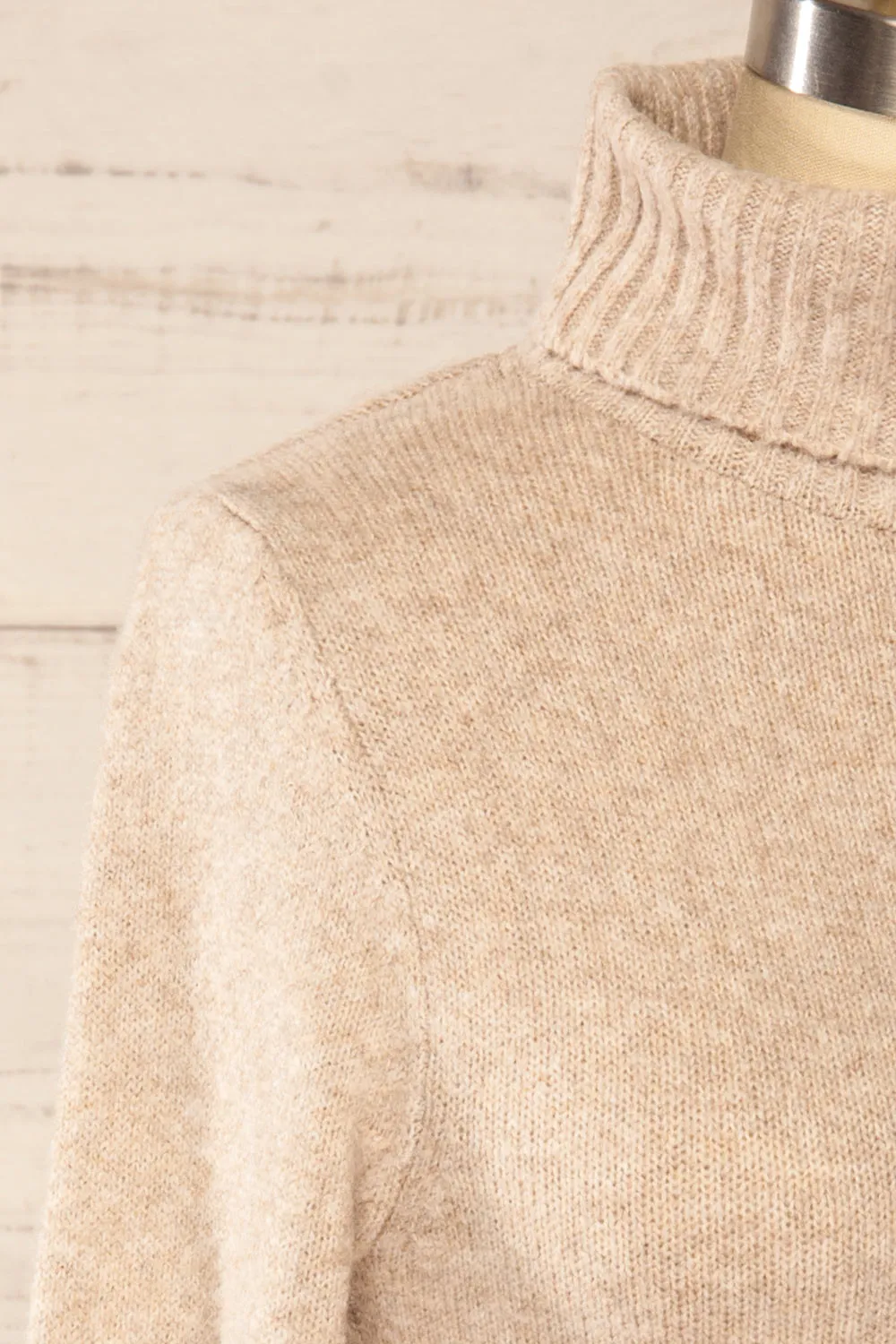 Tumut | Taupe Short Turtleneck Sweater