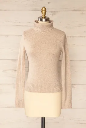 Tumut | Taupe Short Turtleneck Sweater