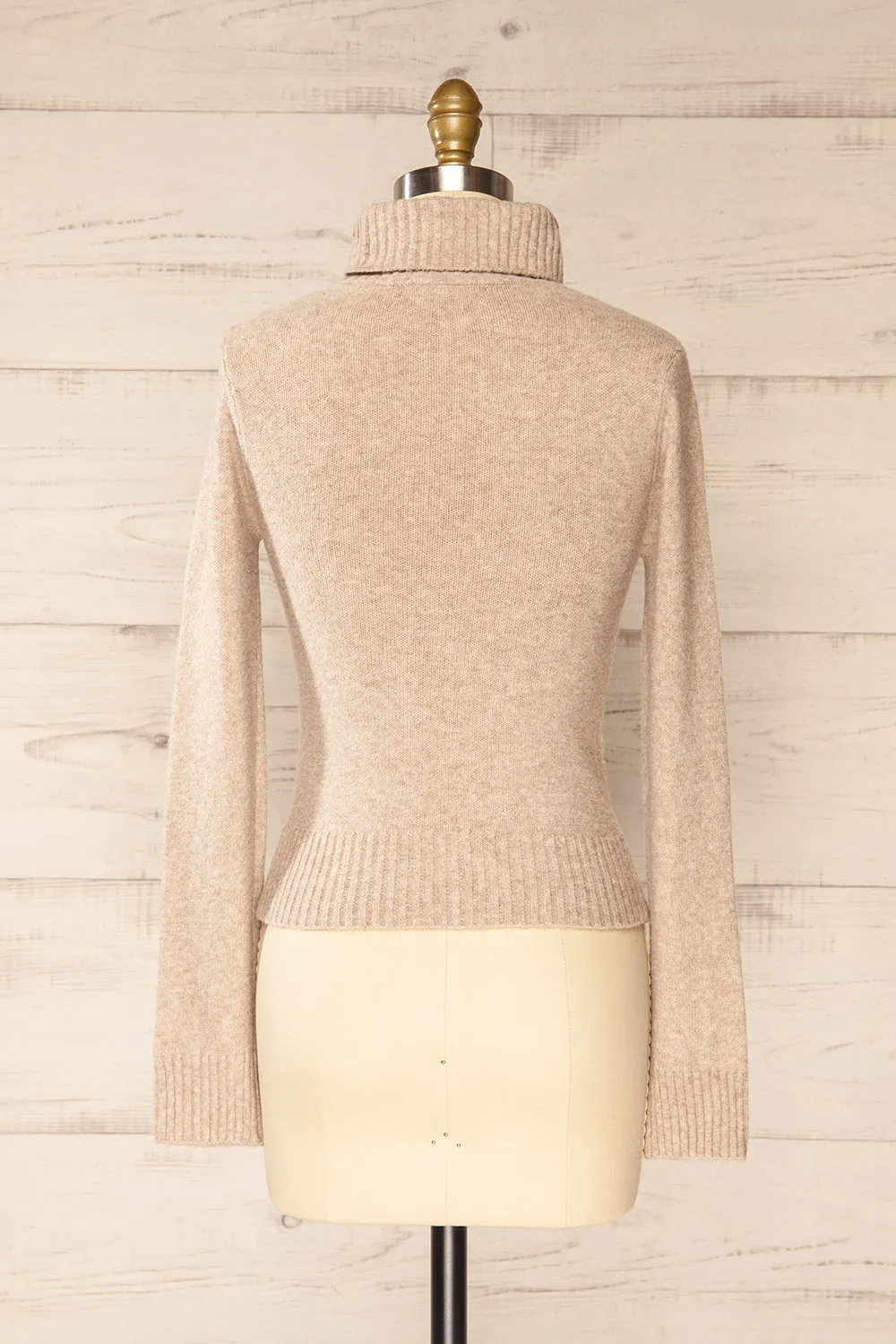 Tumut | Taupe Short Turtleneck Sweater