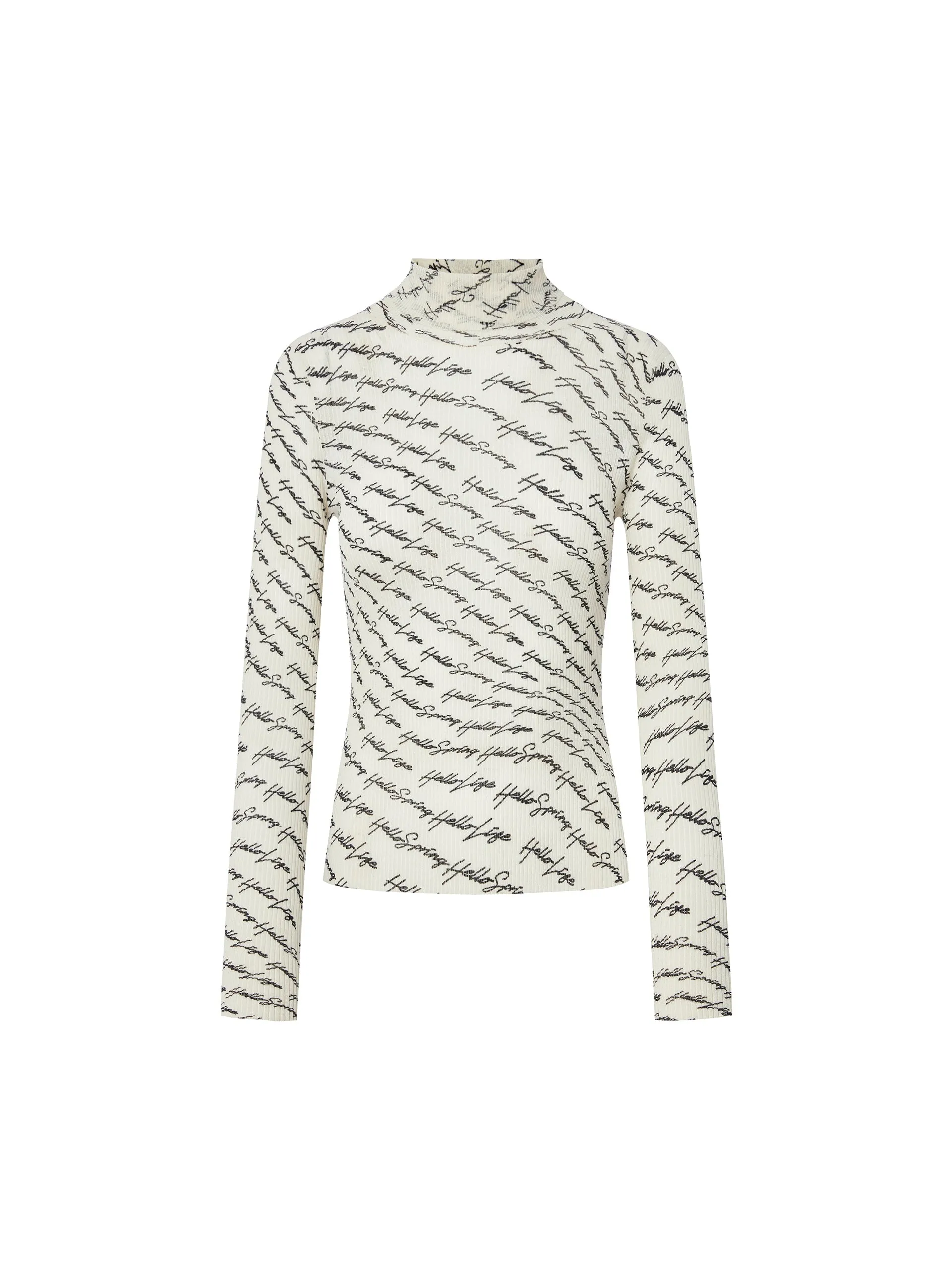 Turtleneck Letter Print Top