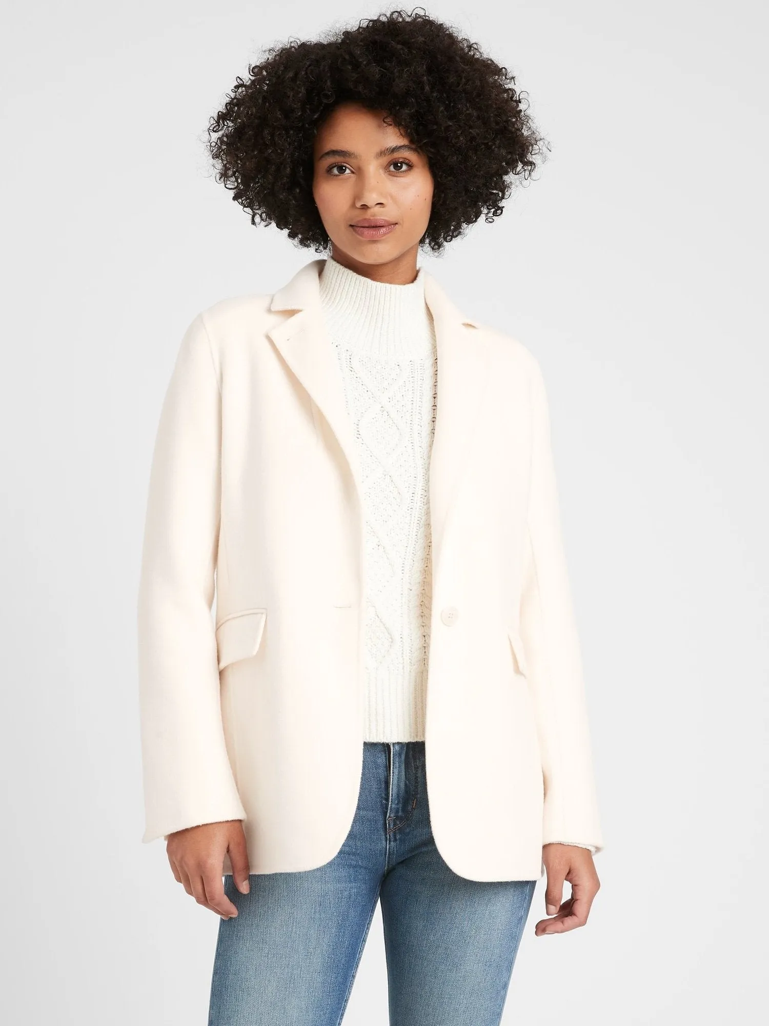 Unlined Double-Faced Jacket in White