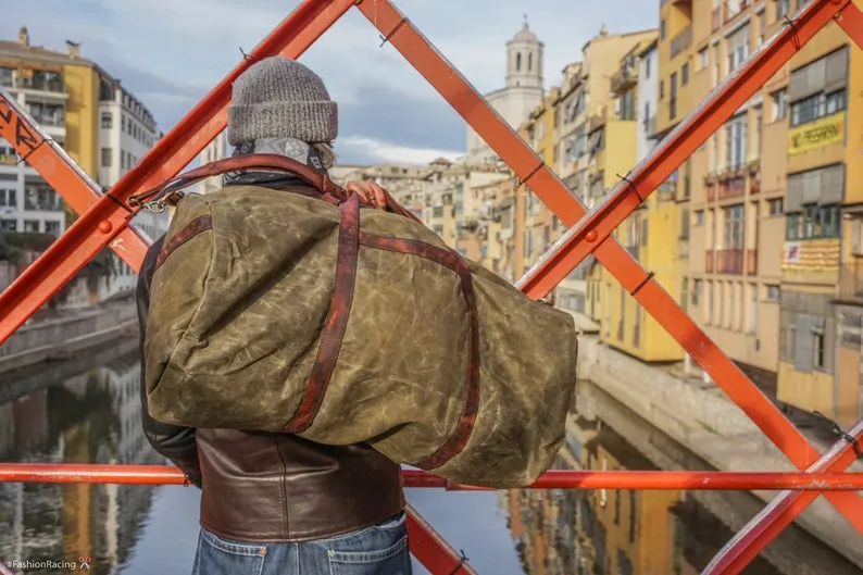 Waxed Canvas Duffle Bag Khaki