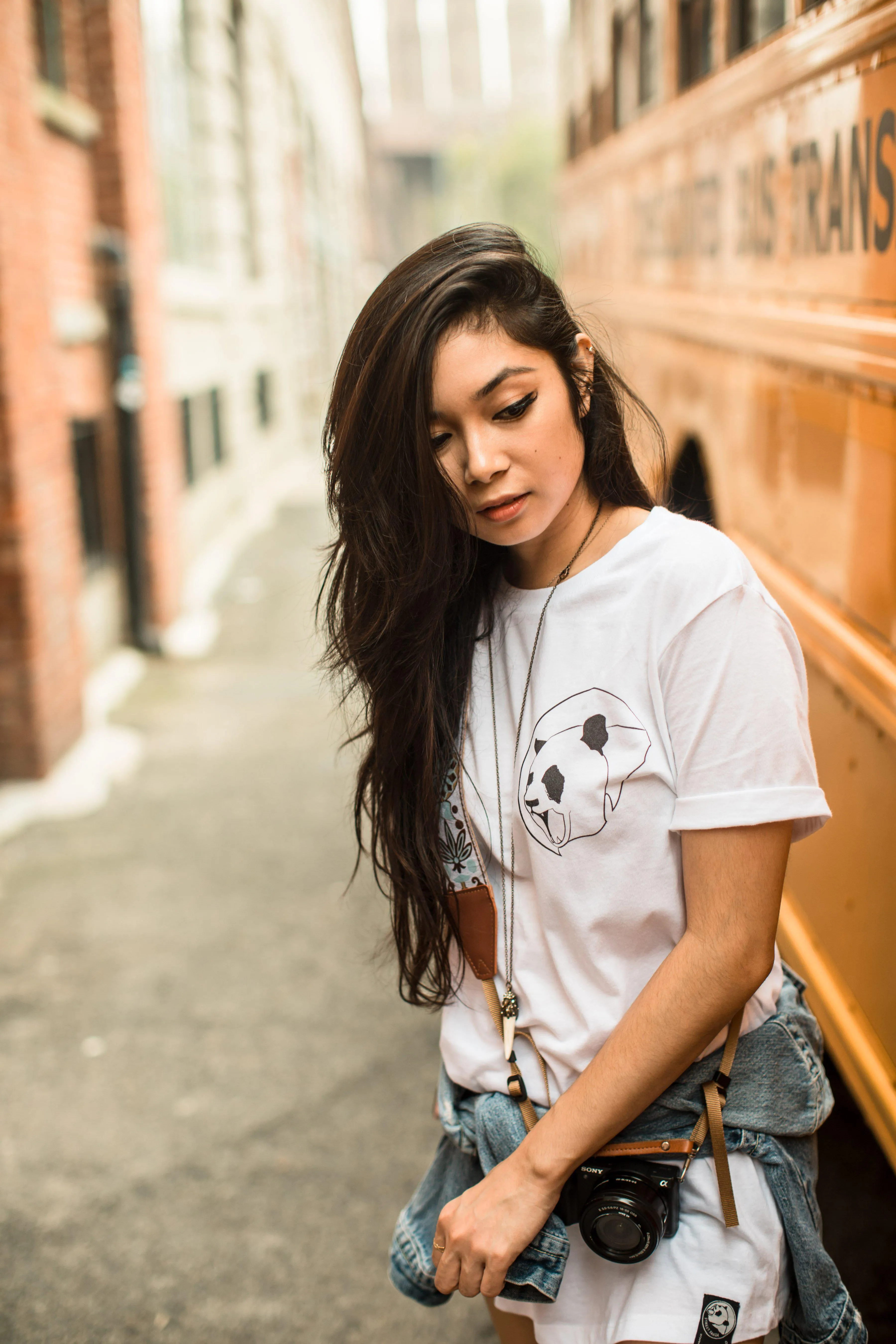 White Classic Panda Unisex Long Tee