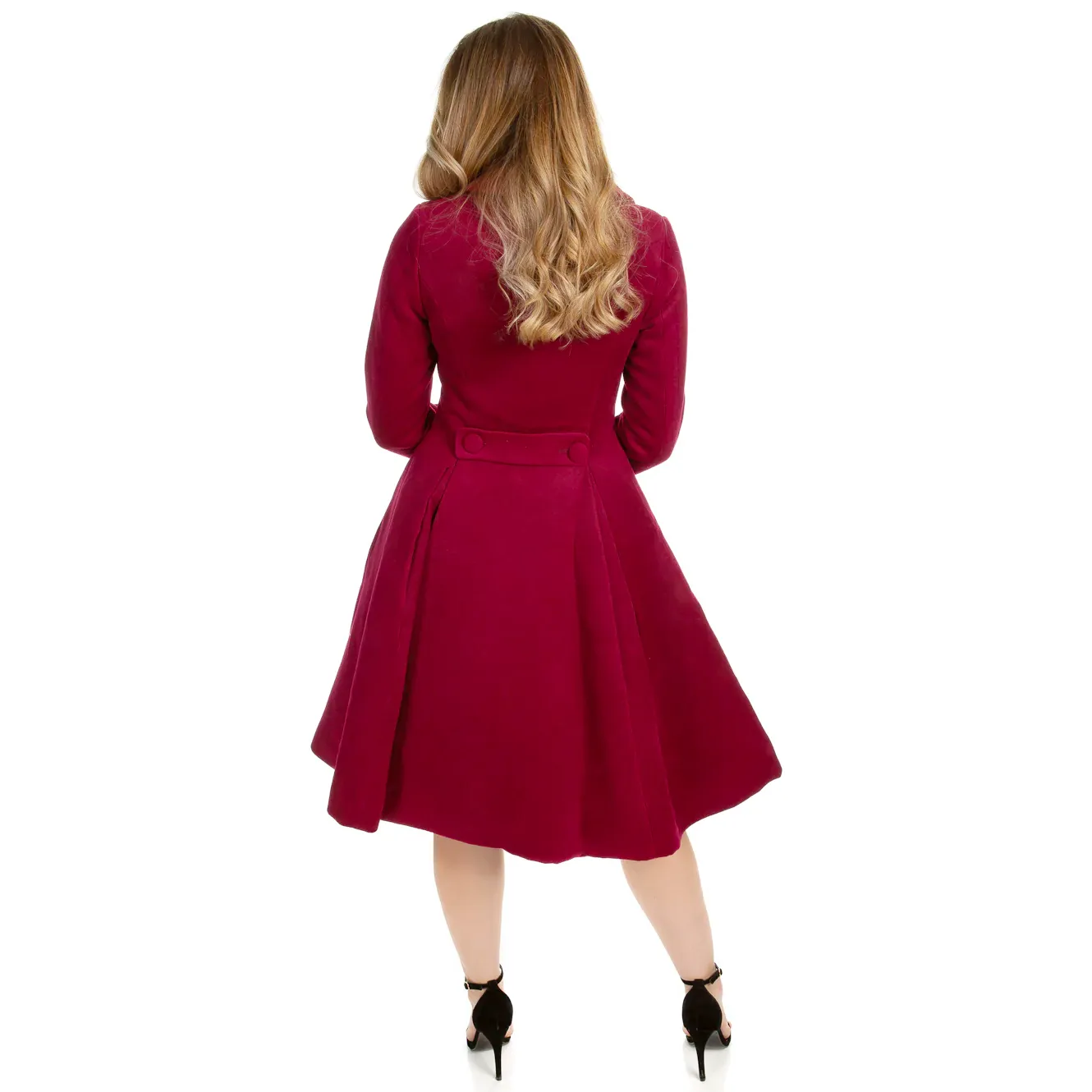 Wine Red Vintage Inspired Classic Swing Coat