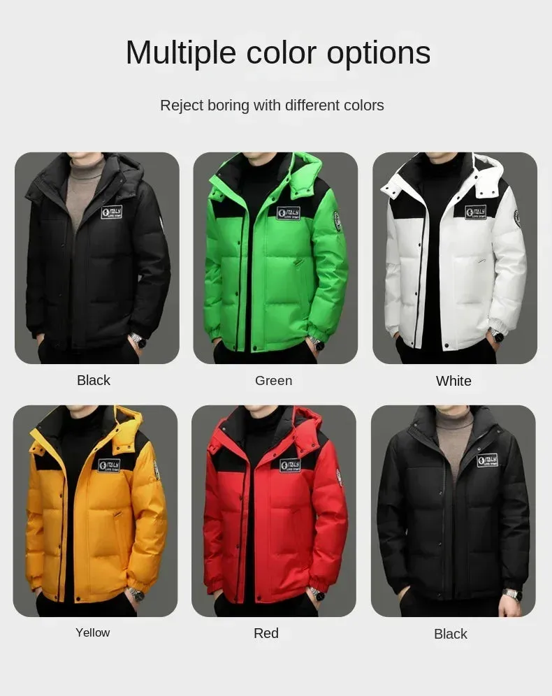 Winter New Down Jacket Men's Thick Warm White Duck Casual Coat Hooded Cold-proof Jack Clothing