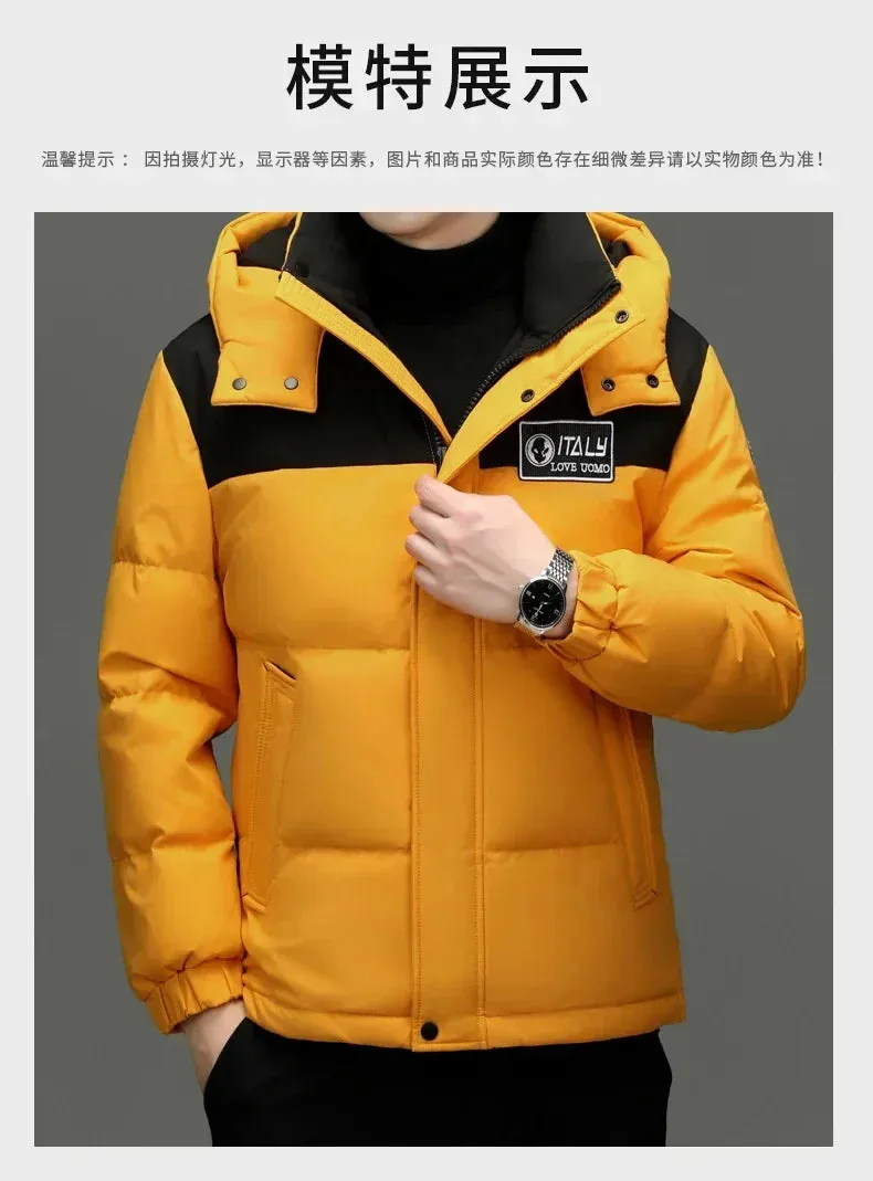 Winter New Down Jacket Men's Thick Warm White Duck Casual Coat Hooded Cold-proof Jack Clothing