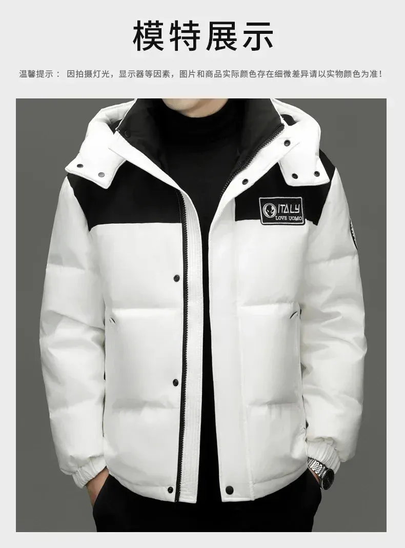 Winter New Down Jacket Men's Thick Warm White Duck Casual Coat Hooded Cold-proof Jack Clothing