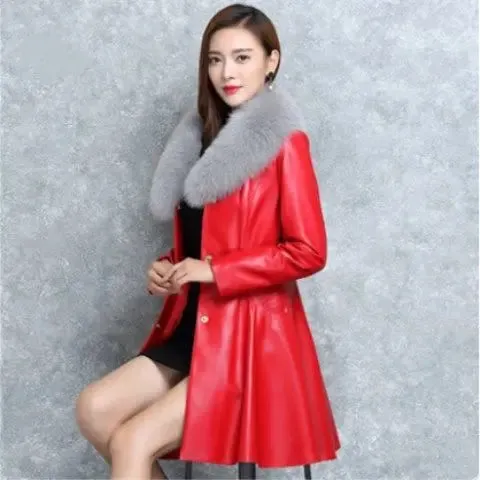 Women's Faux Fox Fur Collar Fur Jacket