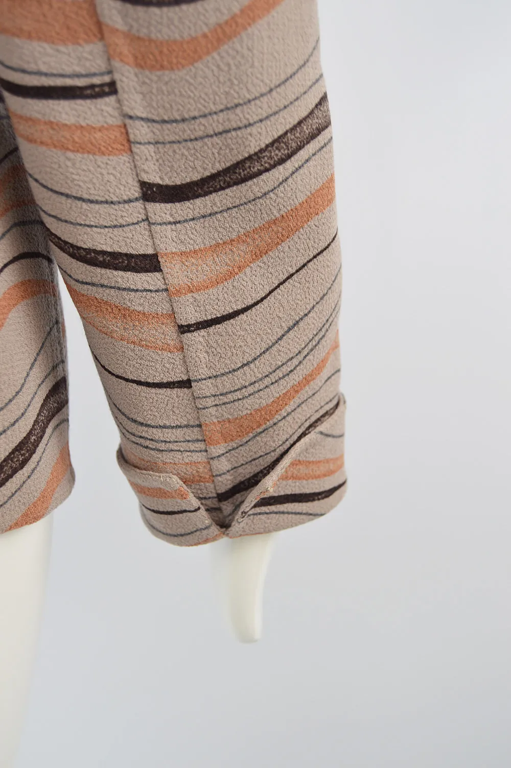 Womens Vintage Taupe & Orange Crepe Sculptural Blazer, 1980s